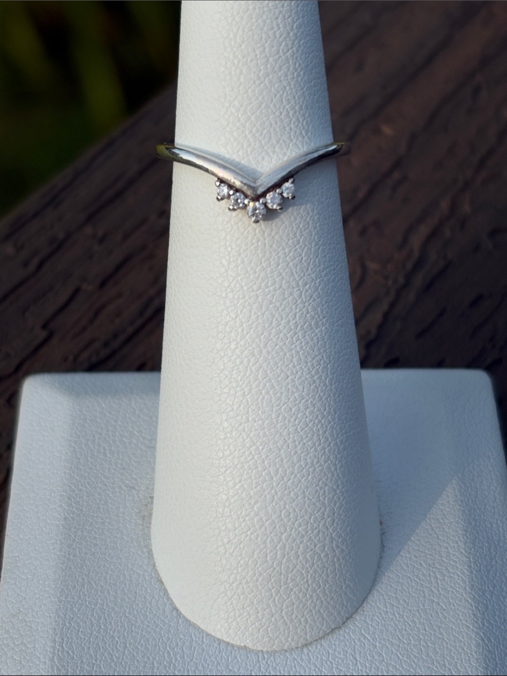 PANDORA Wishbone Sterling Silver Ring with Three Accent CZ Stones